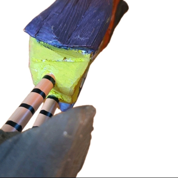 Whimsy Creations Colorful Wooden Carved OWL W/ Witch HAT 2015 Laura Benge 14.5" - Picture 7 of 16